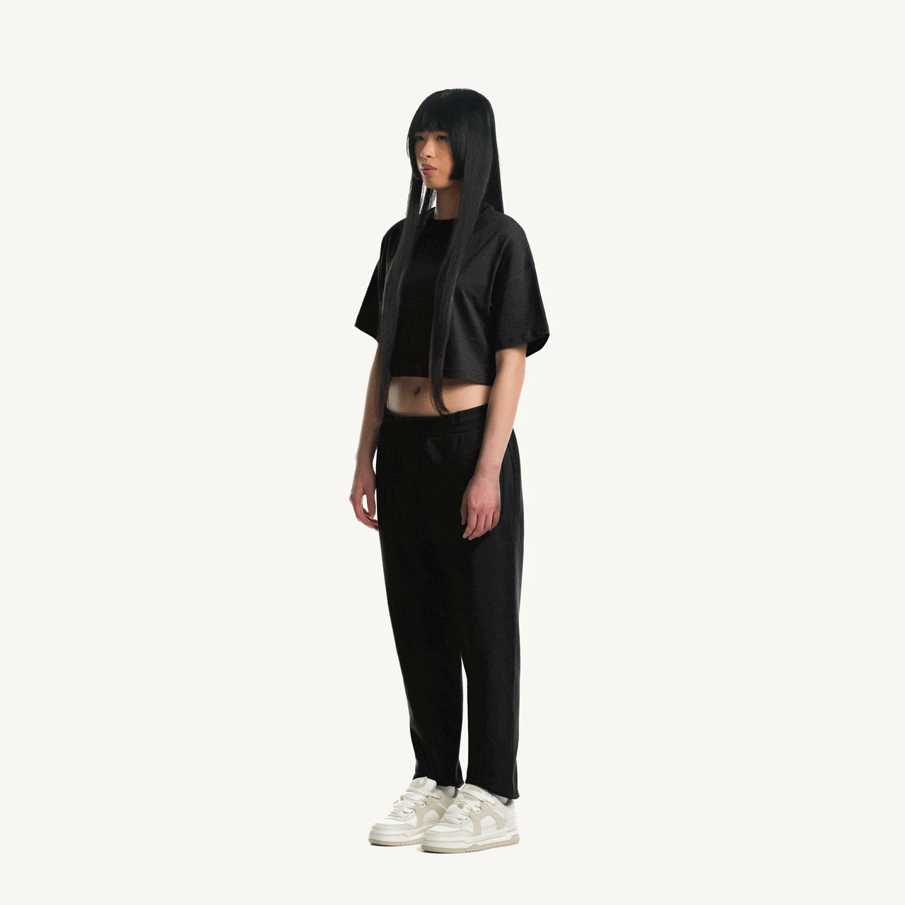 Black Cropped Oversized Tee