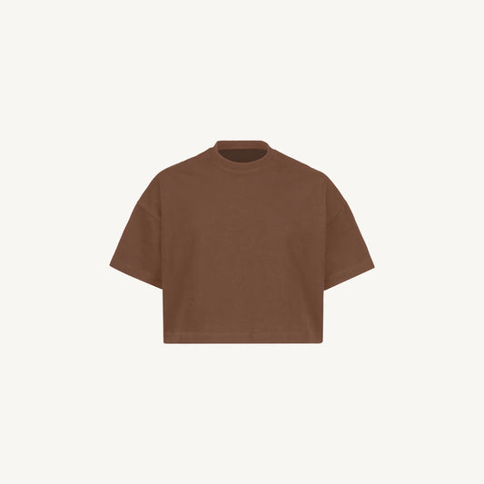 Vintage Brown Cropped Oversized Tee