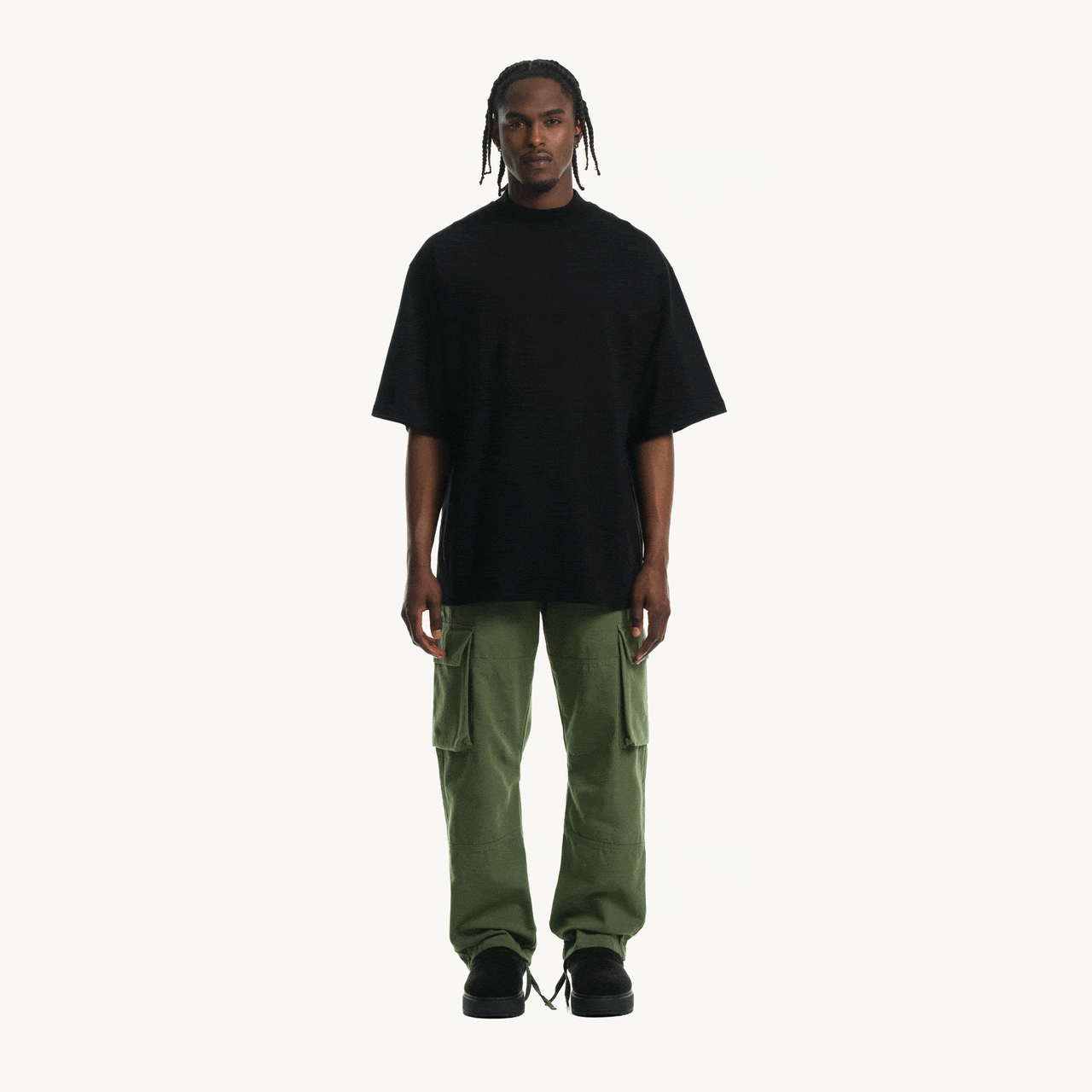 Black Oversized Mock Neck Tee