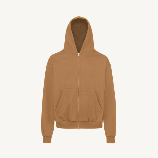 Camel Oversized Zipped Hoodie