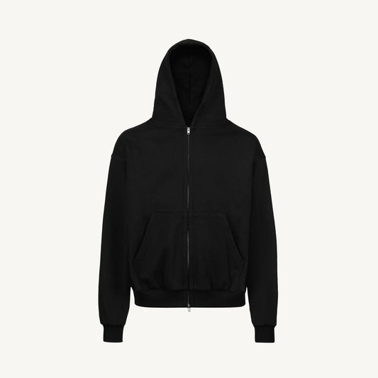 Black Oversized Zipped Hoodie