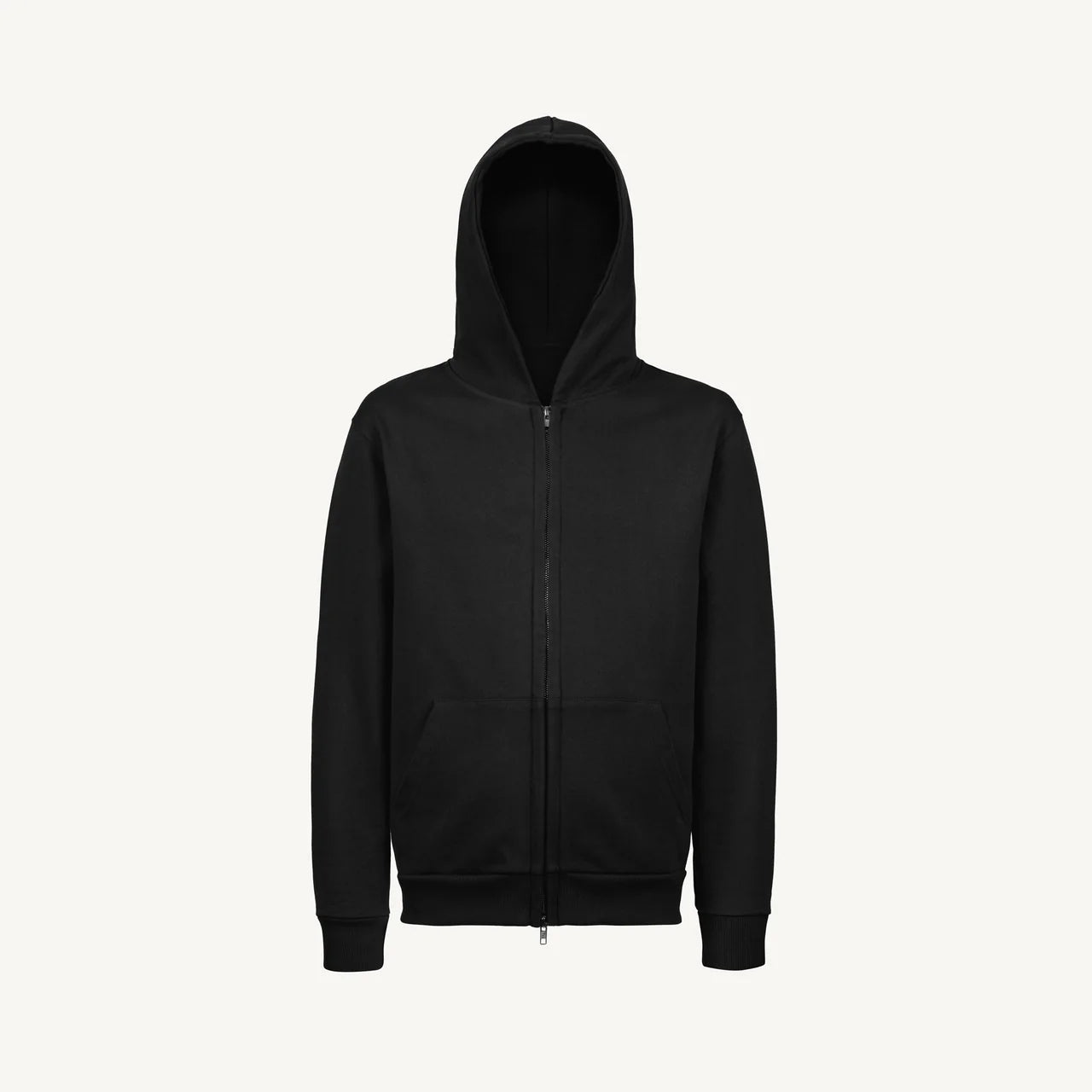 Black Regular Zipped Hoodie