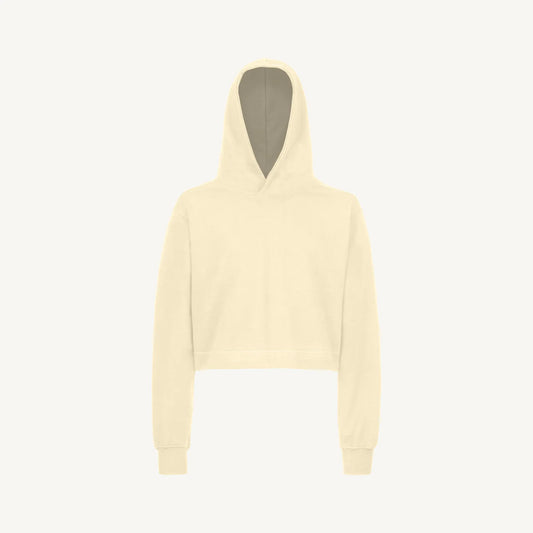 Cream Cropped Hoodie